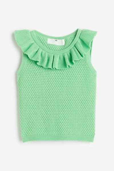 Flounce-trimmed Knit Top | H&M (US + CA)