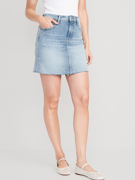 High-Waisted OG Straight Cut-Off Mini Jean Skirt for Women | Old Navy (US)