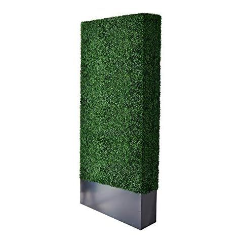 AGPL Upgraded Artificial Boxwood Hedge Wall with Dark Gray Stainless Steel Planter Box (79" Heigh... | Amazon (US)