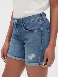 Mid Rise 5" Denim Shorts with Distressed Detail | Gap US