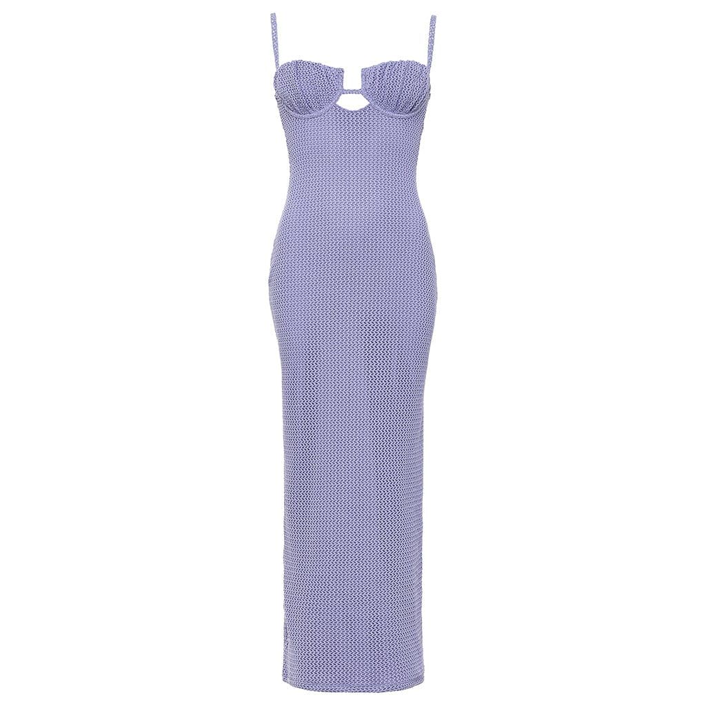 Lavender Crochet Petal Long Slip Dress | Montce