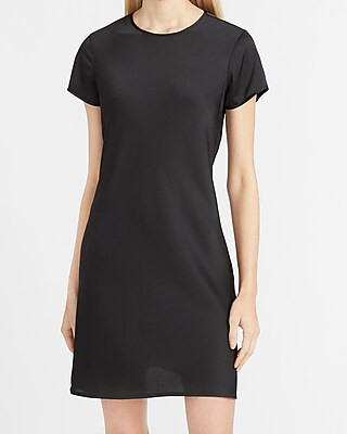 Satin Crew Neck T-Shirt Dress | Express