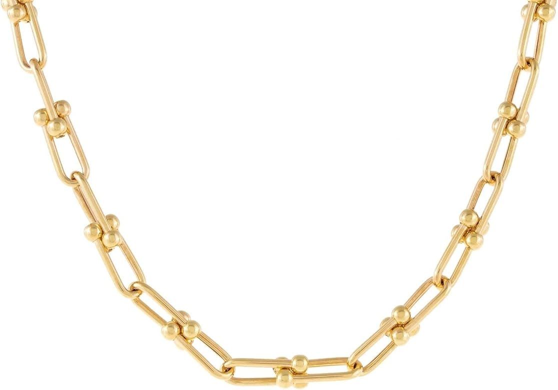 Gauge Link Necklace Gold Chain Link Necklace for Women | Amazon (US)