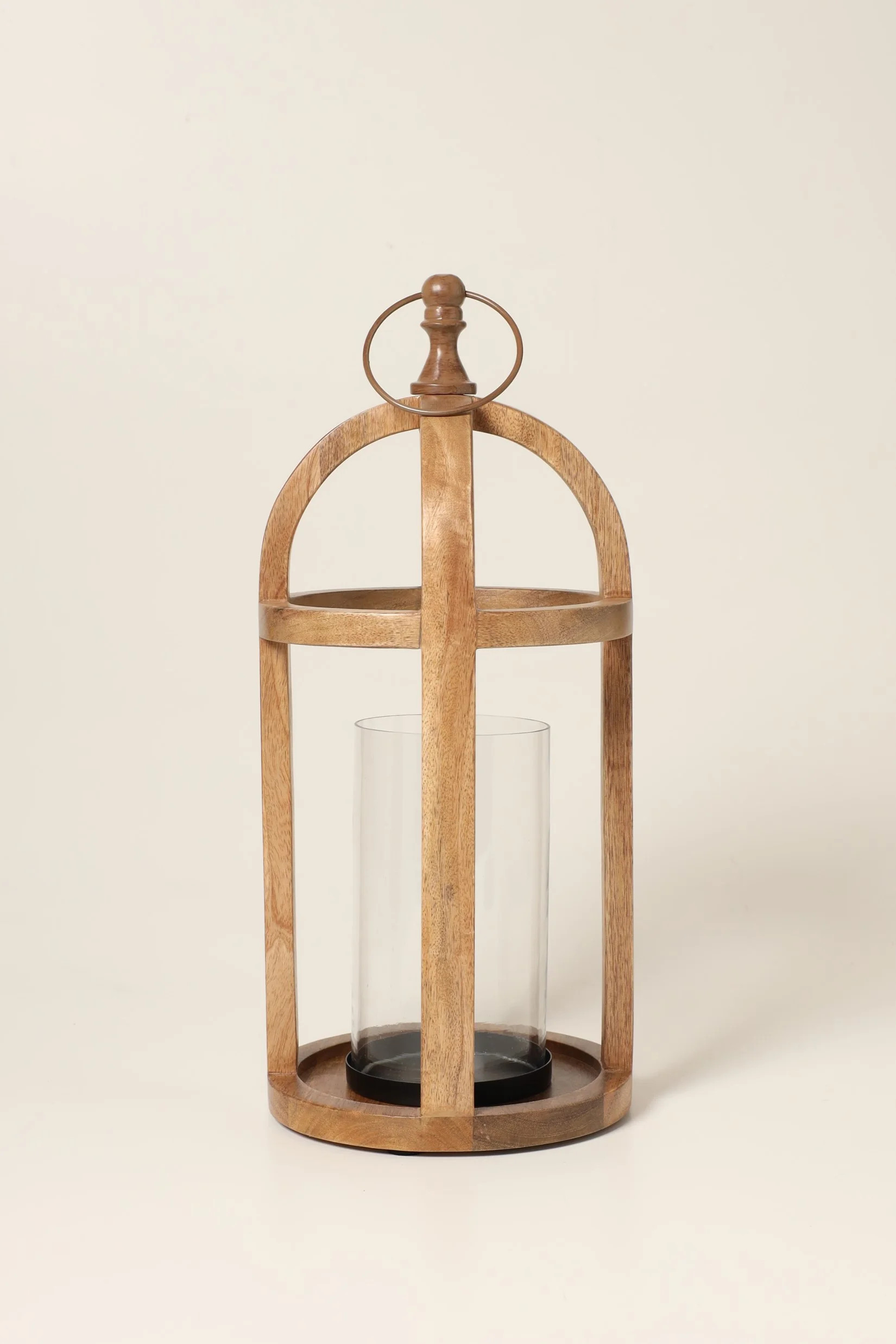 Natural Wood Metal Lantern Christmas Decoration, 16.60 in, by Holiday Time - Walmart.com | Walmart (US)