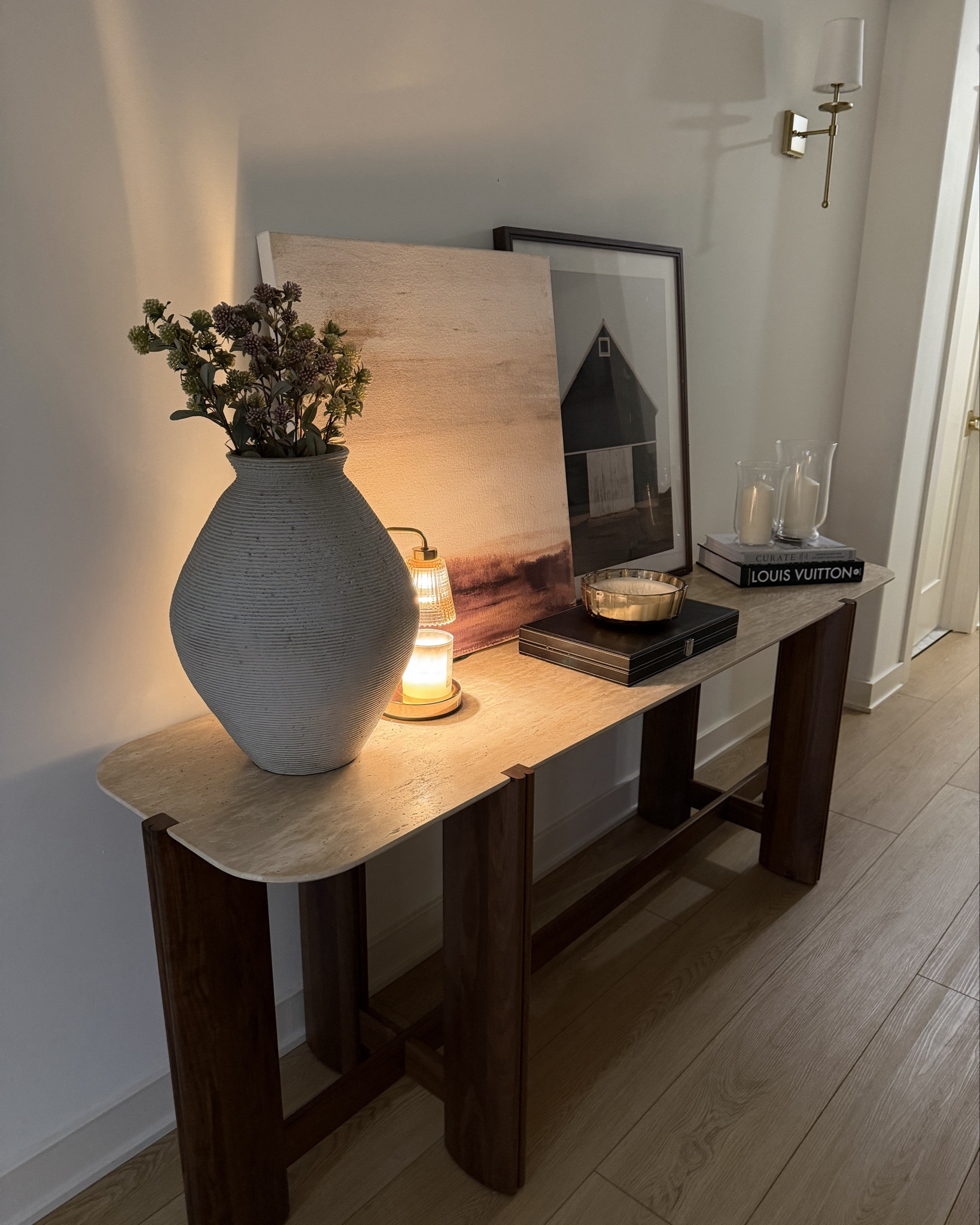 My entryway feels complete with my new CB2 console table and decor