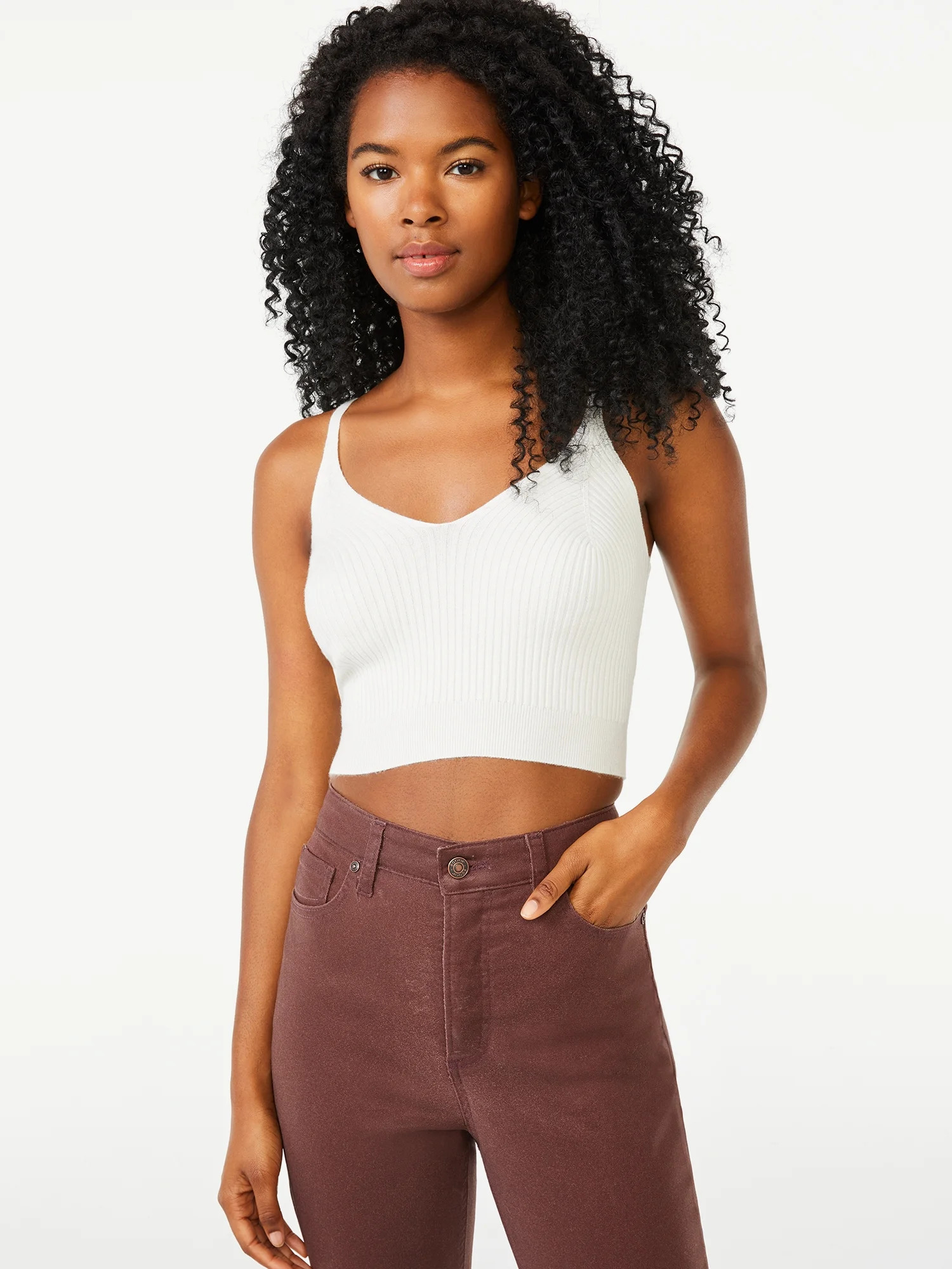 Scoop Women's Ribbed Bralette Sweater - Walmart.com | Walmart (US)