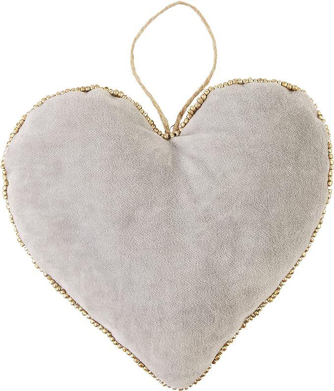 Mud Pie Velvet Beaded Christmas Ornament, Heart | Amazon (US)