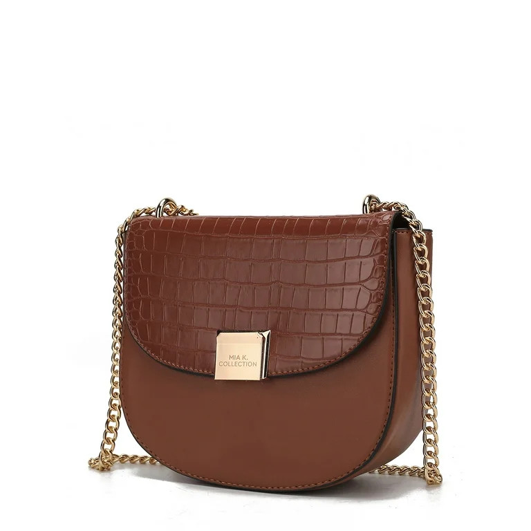 Brooklyn Crocodile Embossed Vegan Leather Women's Shoulder Bag by Mia K. - Cognac | Walmart (US)