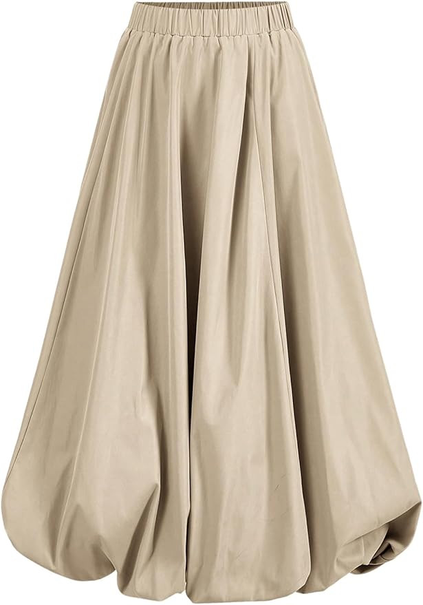 SweatyRocks Women's Y2K Elastic High Waisted Bubble Ruffled Maxi Puff Skirts | Amazon (US)