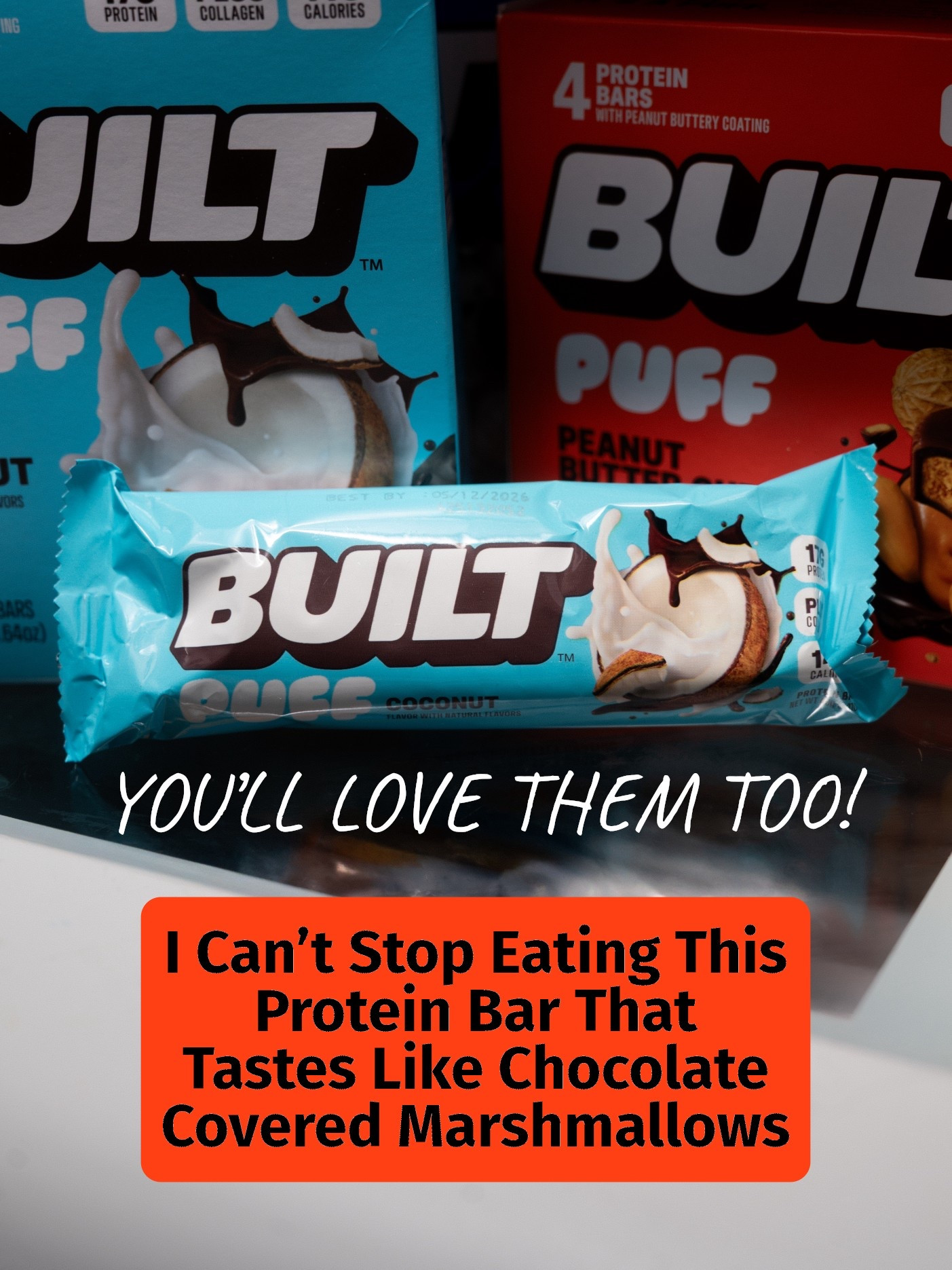Fully fully obsessed with Built’s Puff Protein Bars — Coconut is my fave, followed by 🍪Cookie Dough Chunk, then 🥛Cookies N Cream!! Close tie for third place is 🥜 Peanut Butter Cup (which PS scoop that one up any opportunity you get it is CONSTANTLY out of stock lol!!) 

These are hit or miss for flavors, everyone I’ve met who’s tried them has some they are head over heels for and one or two that are just not it for them! And it seems to vary person to person — so perfect excuse to try them all and see which one’s the right fit for you, yeah?! 😂🫡🍽️