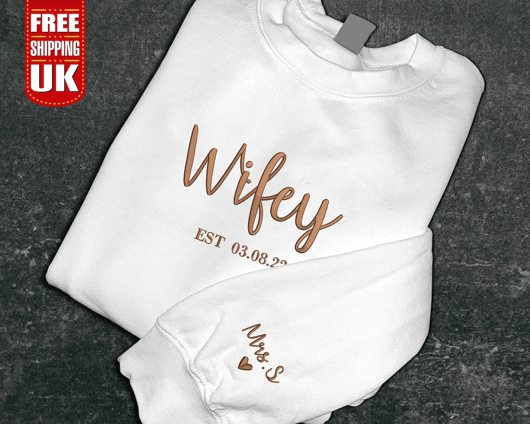 Bride Sweatshirt, Personalised Embroidered Wifey Sweater, Mrs Bride and Groom Engagement Wedding ... | Etsy (US)