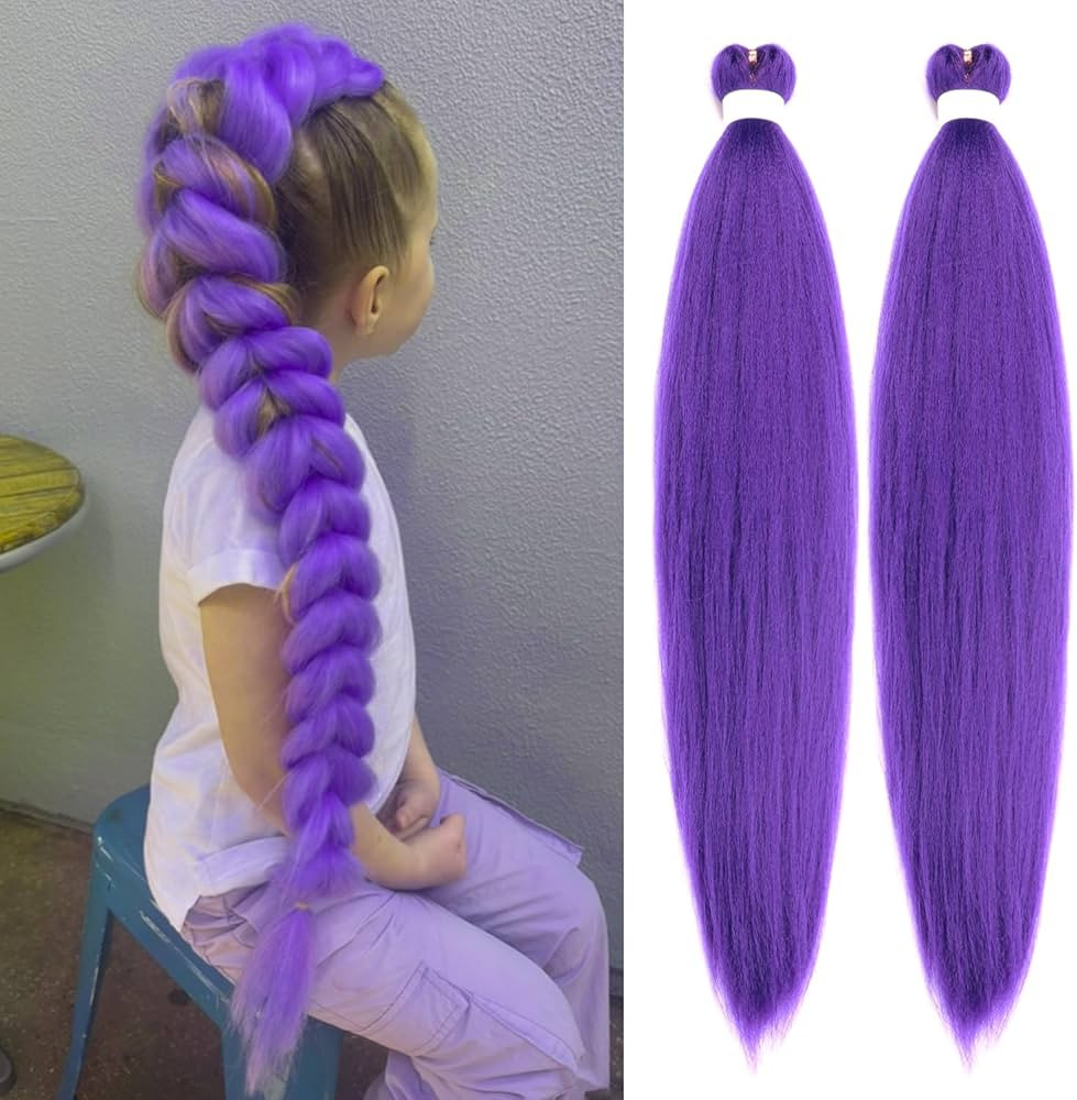 Purple Braiding Hair Extensions 30Inch Pre Stretched Synthetic Braiding Hair for Braids as Rumi H... | Amazon (US)