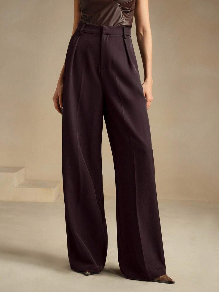 Anewsta Essential Women's Elegant Modern Straight High Waist Office Wear Suit Pants | SHEIN