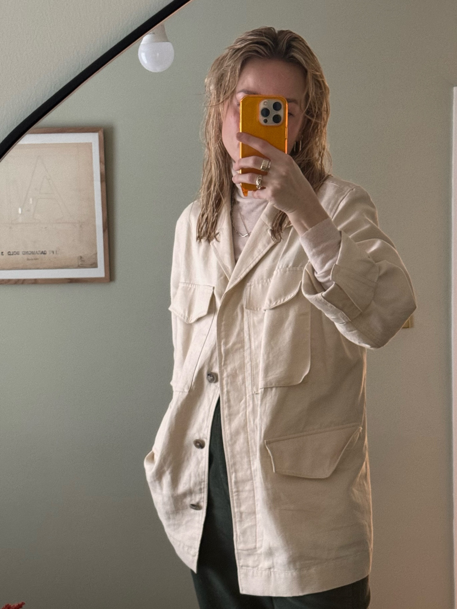 Arket utility jacket 
COS roll neck 
COS cord trousers 

#LTKstyletip #LTKworkwear #LTKSeasonal