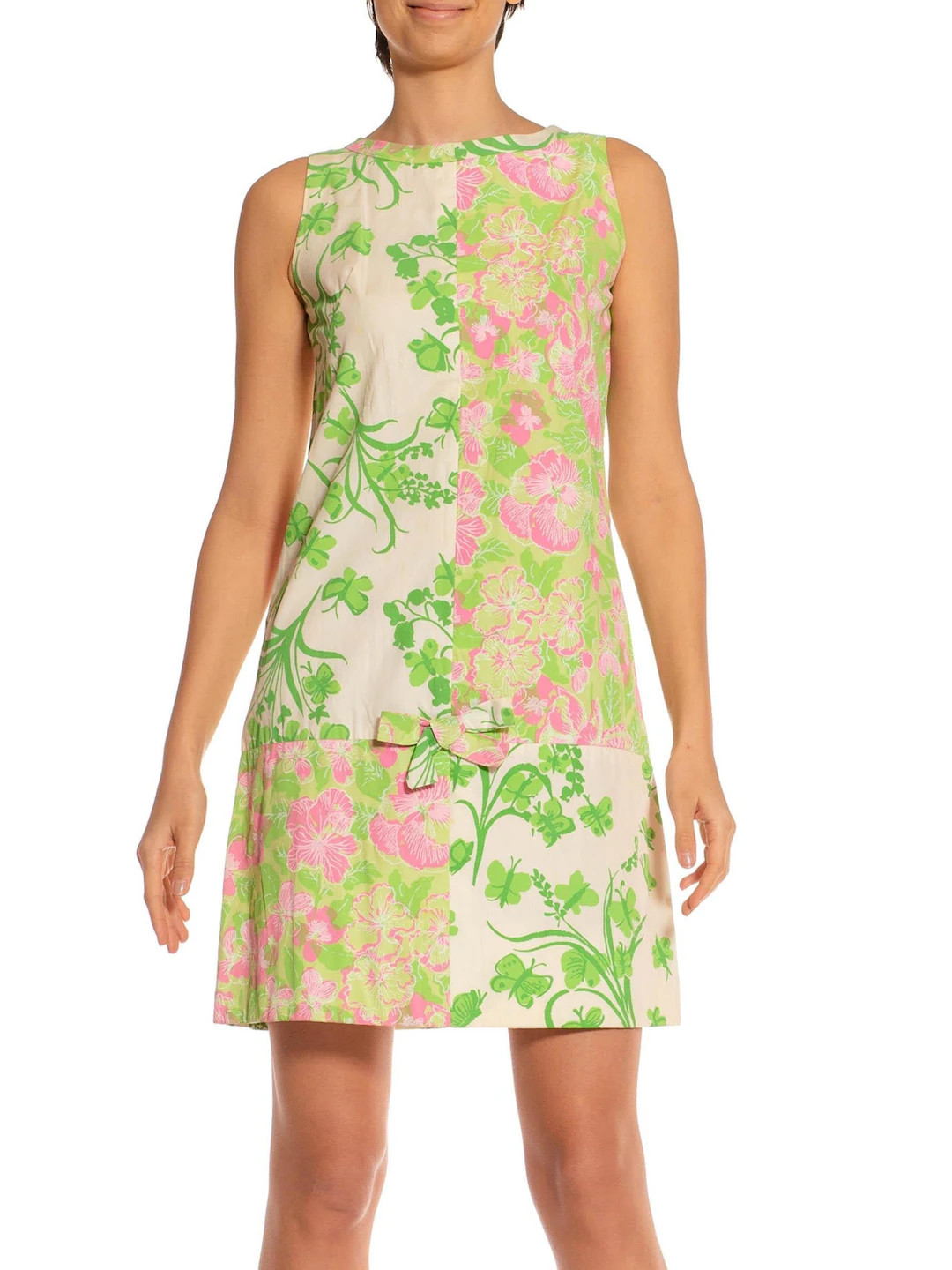 1960S LILLY PULITZER Green Pink Cotton Patch Worked Floral Shift Dress - Etsy | Etsy (US)