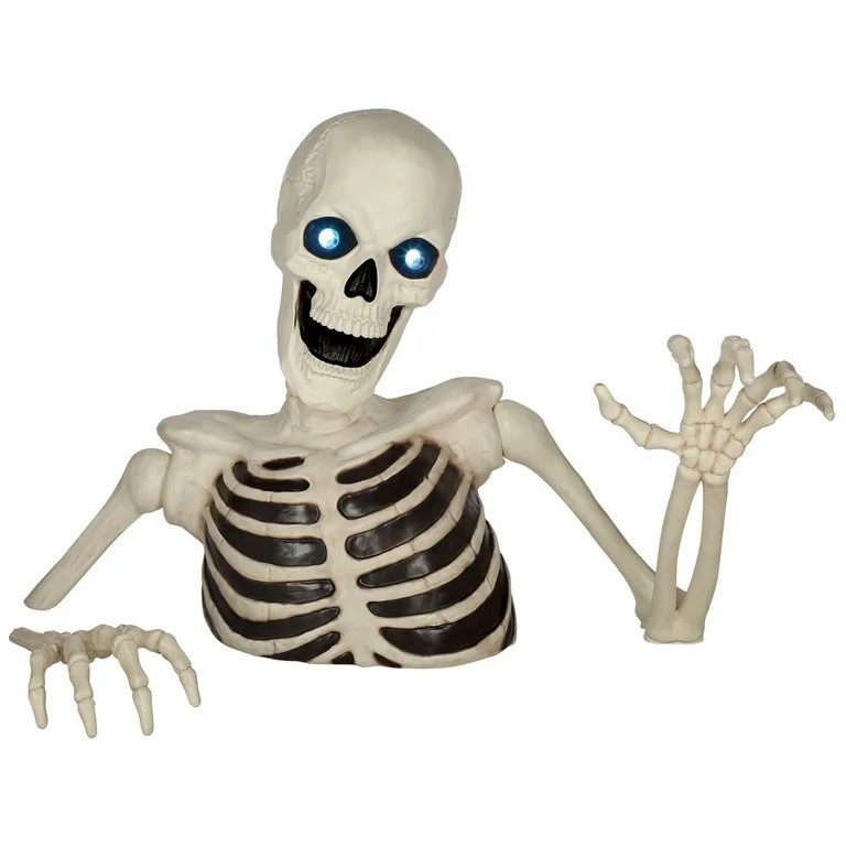 Seasons 48" Halloween Giant Ground Breaking Skeleton with LED Light Up Moving Eyes, Creepy Sound ... | Walmart (US)