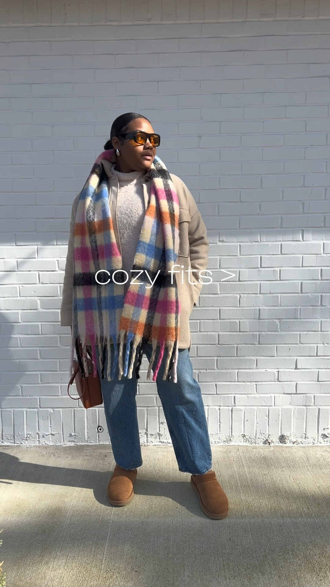 Cozy Season is definitely here and this is one of my favorite looks with my Uggs. I love how the chunky scarf and sunglasses bring the color to this outfit. 

#LTKSeasonal #LTKfindsunder100 #LTKmidsize