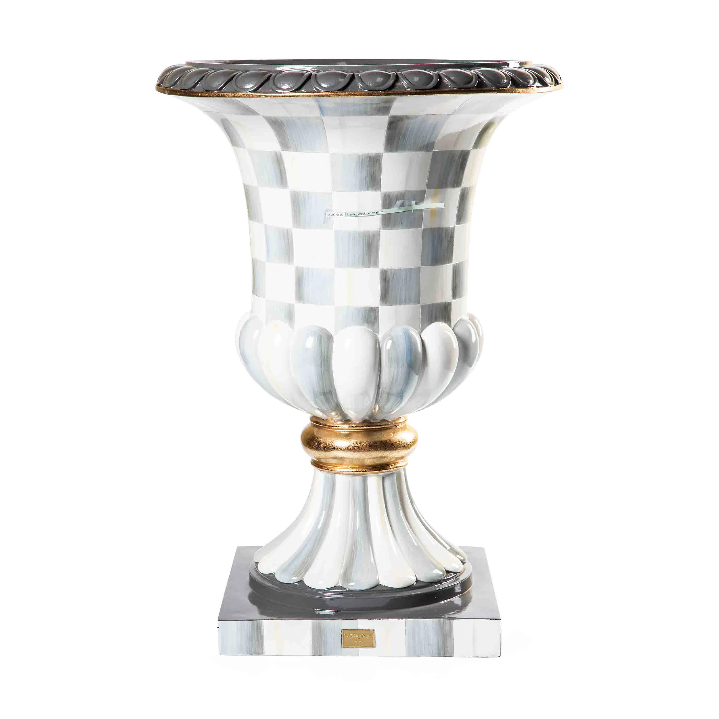 MacKenzie-Childs Sterling Check Pedestal Urn | Wayfair | Wayfair North America