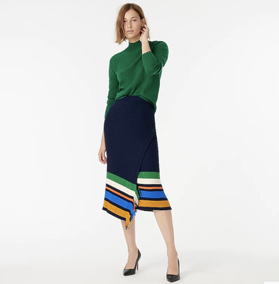 $138 J.Crew Sweater skirt with striped asymmetrical-hem-AR475-merino wool-NWT | eBay US