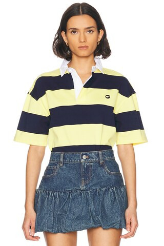 Coperni Striped Polo Top in Yellow & Blue - Yellow. Size XS (also in S). | FWRD 