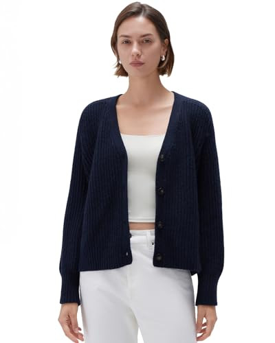 SUUKSESS Women Long Sleeve Button Down Short Cardigan 2025 Fall Loose Open Front Knit Sweater | Amazon (US)