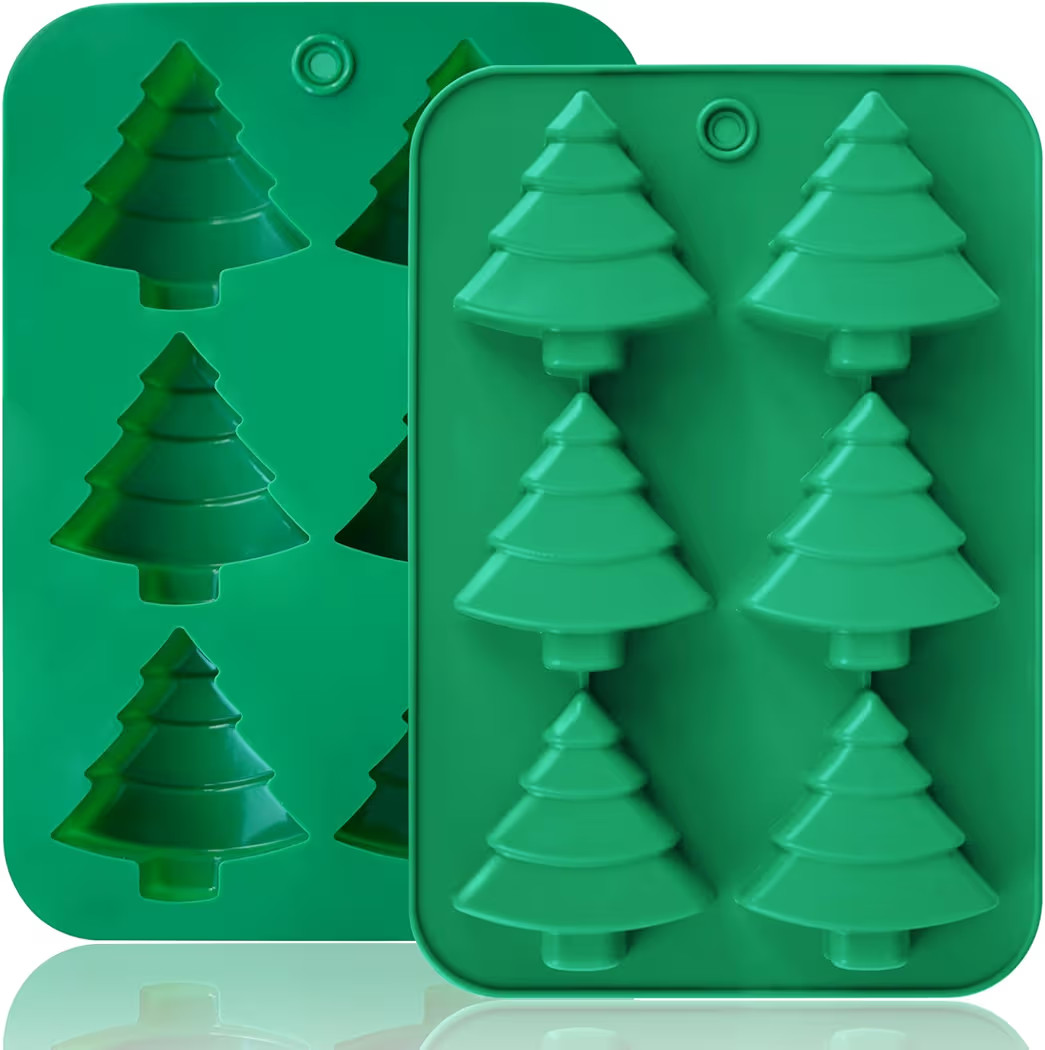 Christmas Tree Silicone Molds 2PCS for Soap Chocolate Candy Cake Cocoa Bomb Bath Bomb Ice Candle ... | Amazon (US)