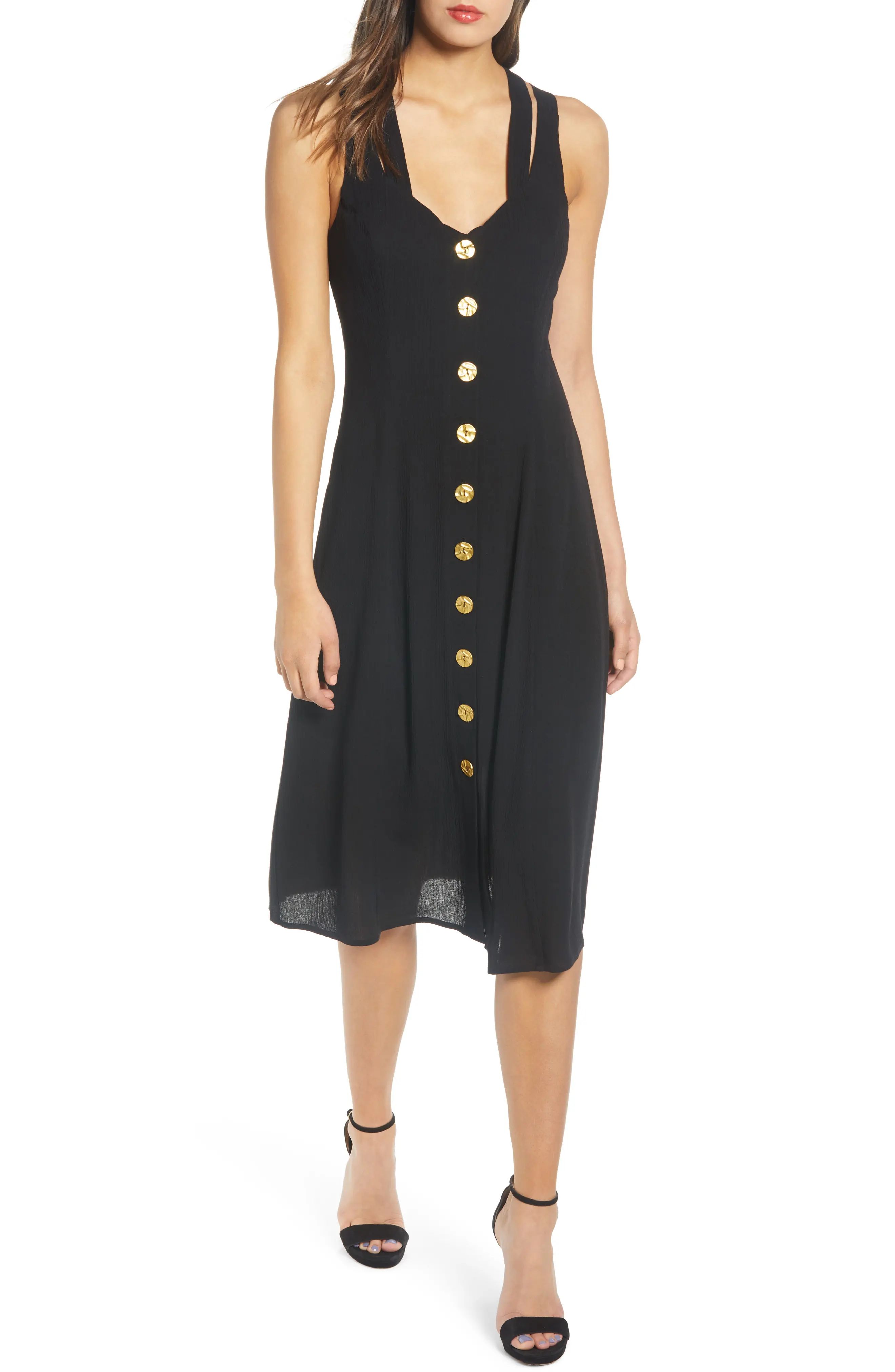 Women's Row A Button Front Dress, Size Small - Black | Nordstrom