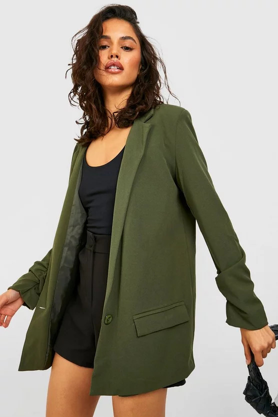 Ruched Sleeve Tailored Blazer | Boohoo.com (UK & IE)
