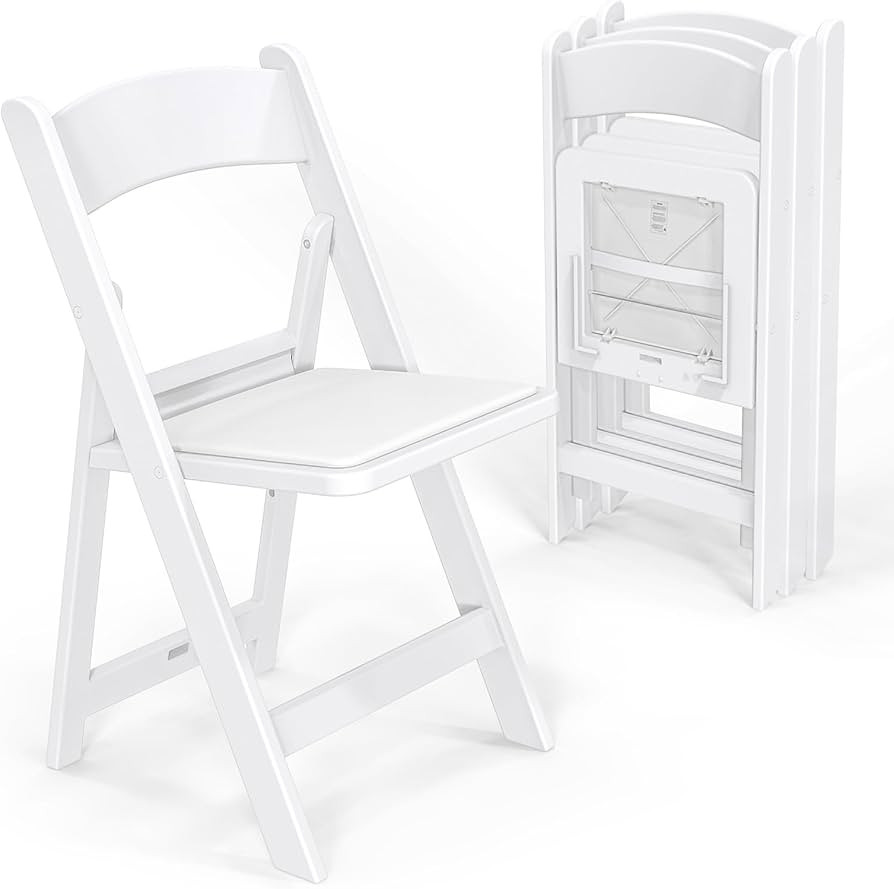 VINGLI Resin Folding Chairs with Cushion, Foldable Plastic Chair with Comfortable Padded Seats, P... | Amazon (US)