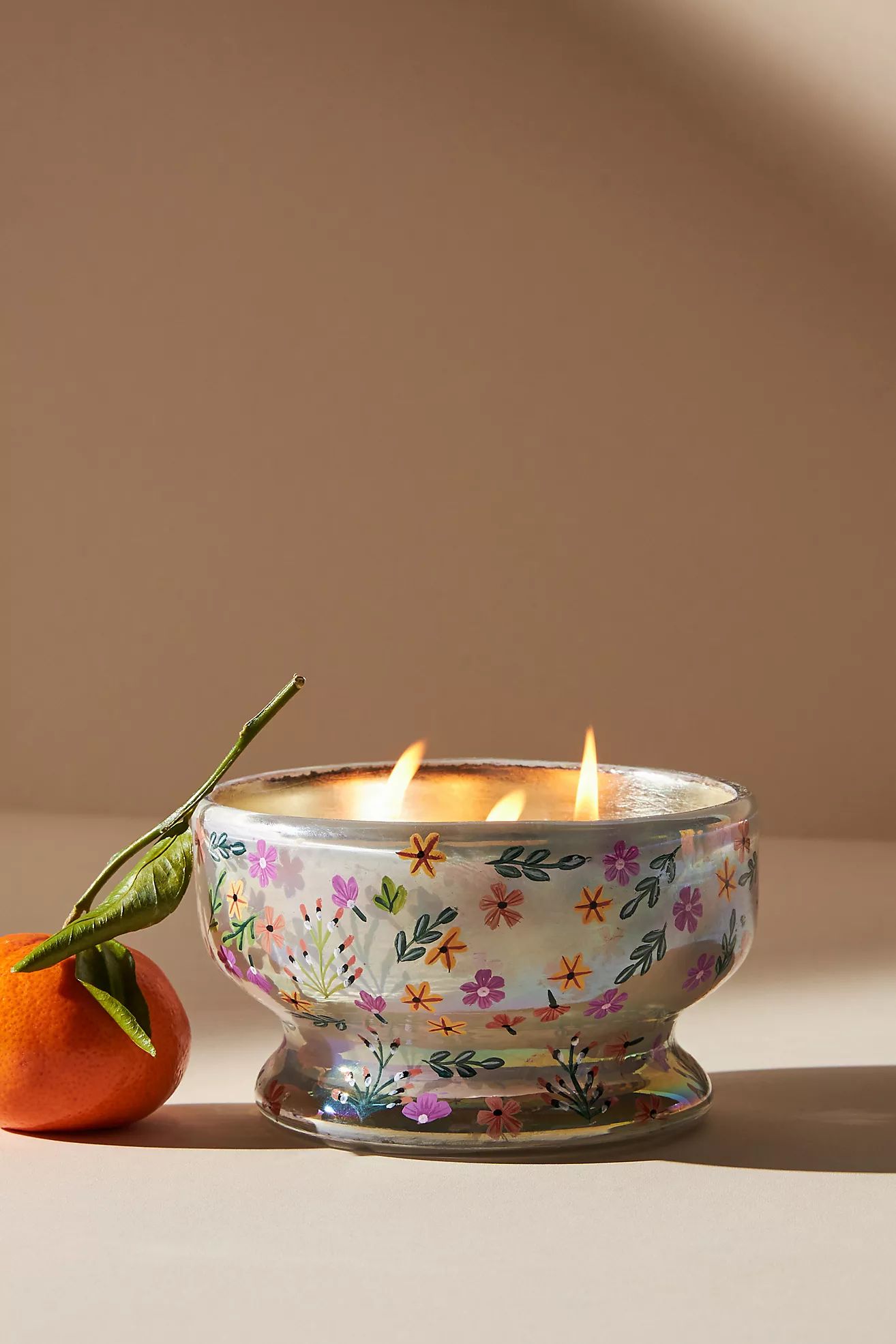 Handpainted Floral Candle | Anthropologie (US)