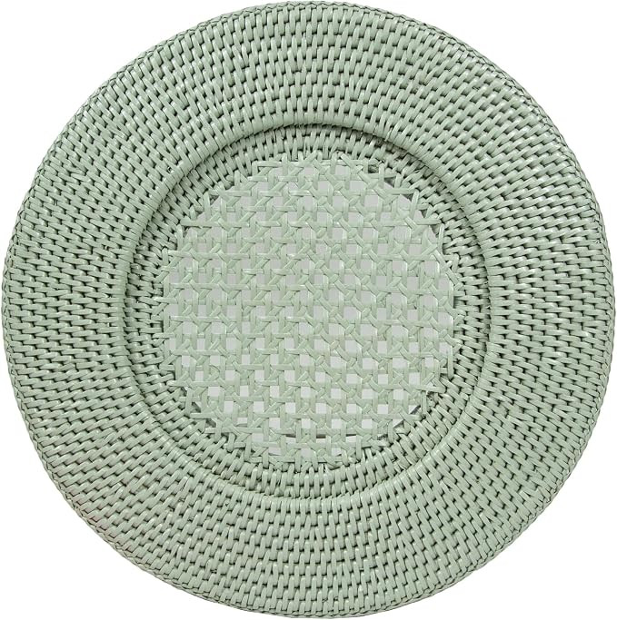 Caspari Rattan Round Charger Plate – 12", Handcrafted, Durable, Eco-Friendly, Green | Amazon (US)