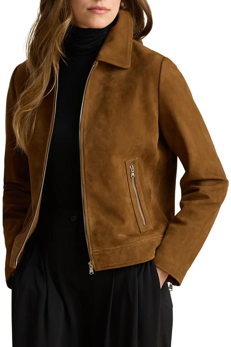 Suede Zip Front Jacket (Women) | Nordstrom | Nordstrom