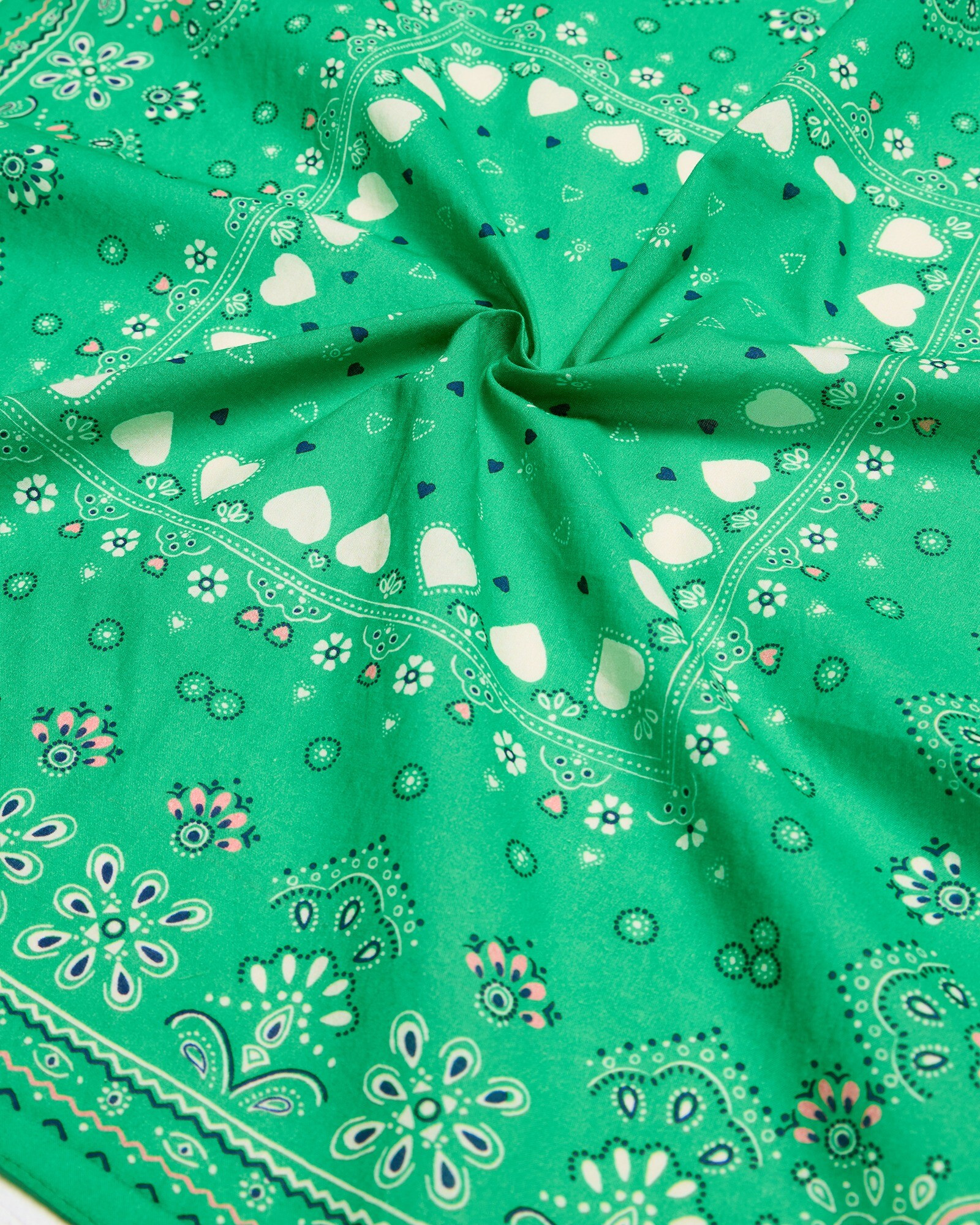 Green Heart Bandana Cotton Square Scarf | Oliver Bonas | Oliver Bonas (Global)