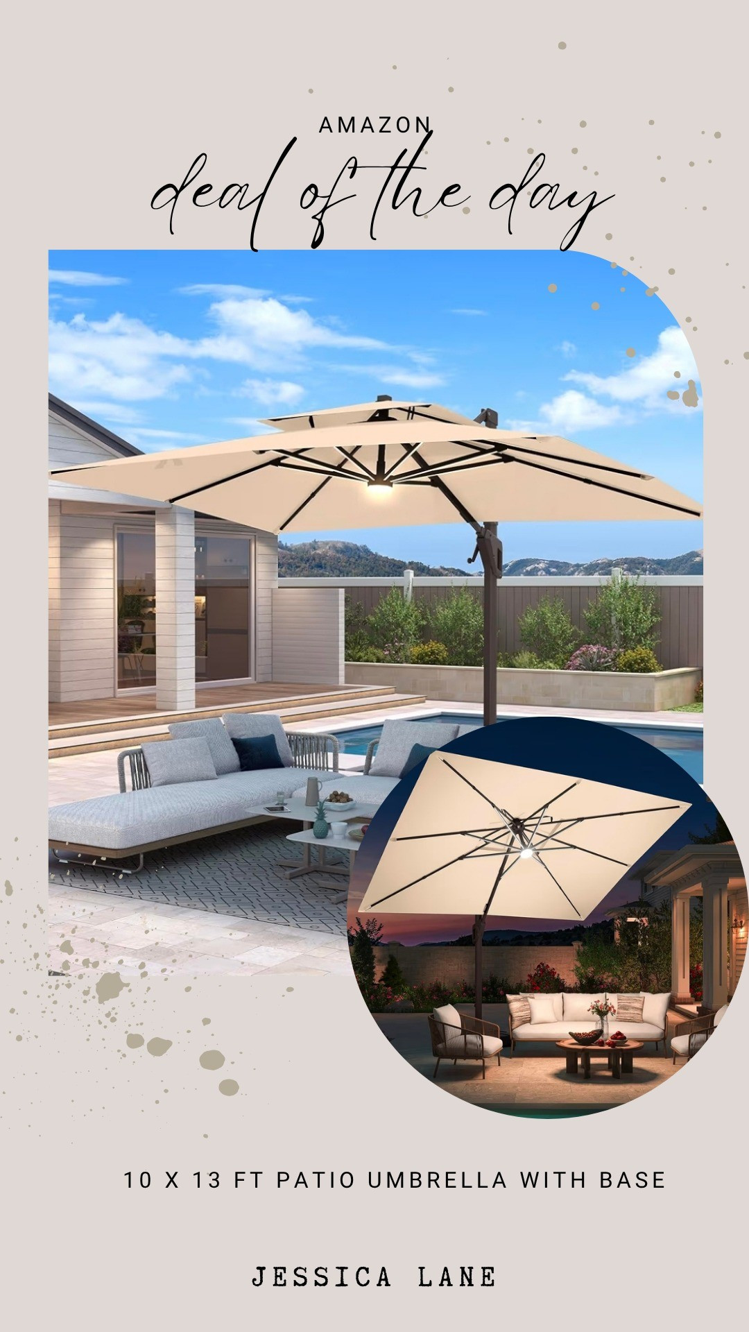 Stay cool all summer long with this large 10 x 13 ft cantilever patio umbrella.#patioseason #outdoorentertaining #backyard #amazondeals

#LTKSaleAlert #LTKHome #LTKSeasonal