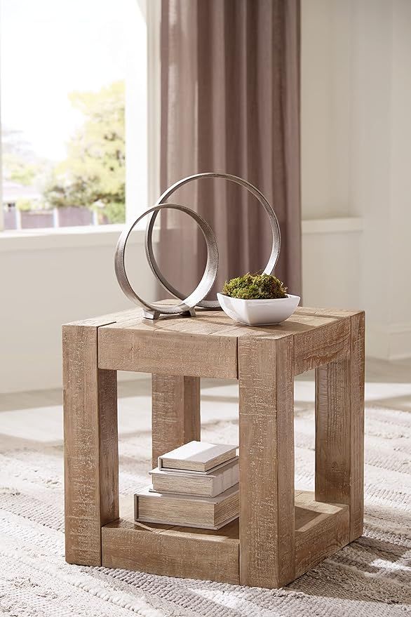 Signature Design by Ashley Waltleigh Modern Square End Table, Distressed Brown | Amazon (US)