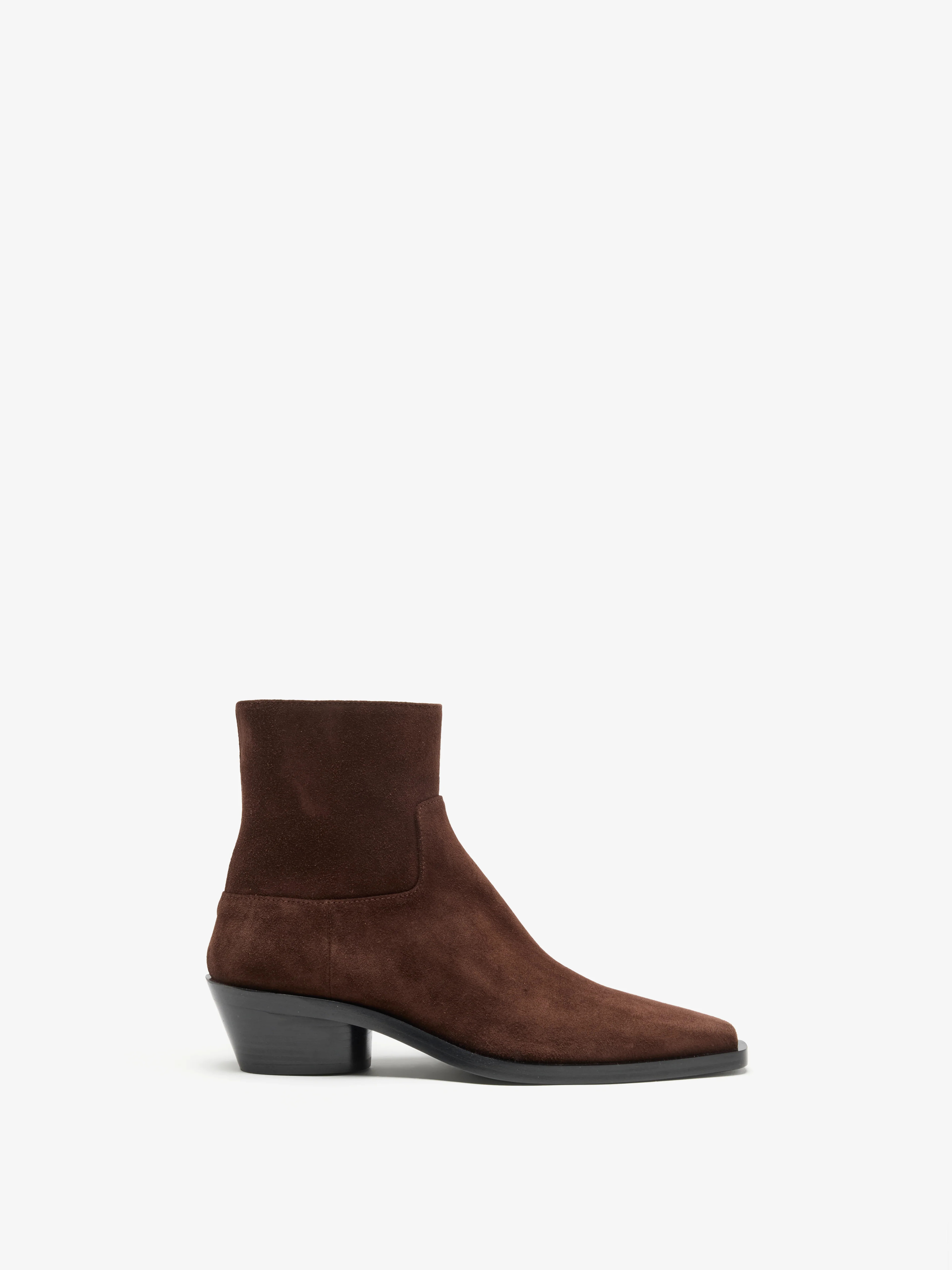 Proenza Schouler Bronco Ankle Boots in Suede- Chocolate | Proenza Schouler LLC