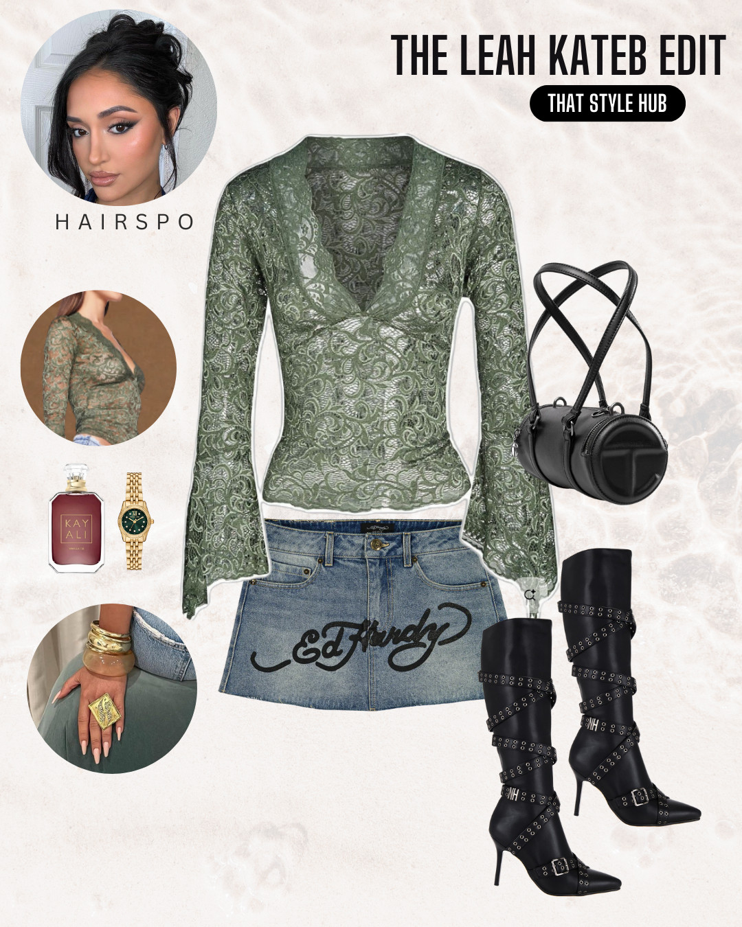 Edgy meets chic ✨ This look is giving major Y2K revival vibes with the iconic Ed Hardy mini skirt paired with an Iamgia lace top (sold out).

Styled with statement Nii Hai strappy black boots + the cult-fave Telfar bag for the ultimate night-out fit.

Perfect for: girls’ night out, concerts, or when you just want that main character energy 💚🖤 

 

#LTKcurves #LTKstyletip #LTKtravel