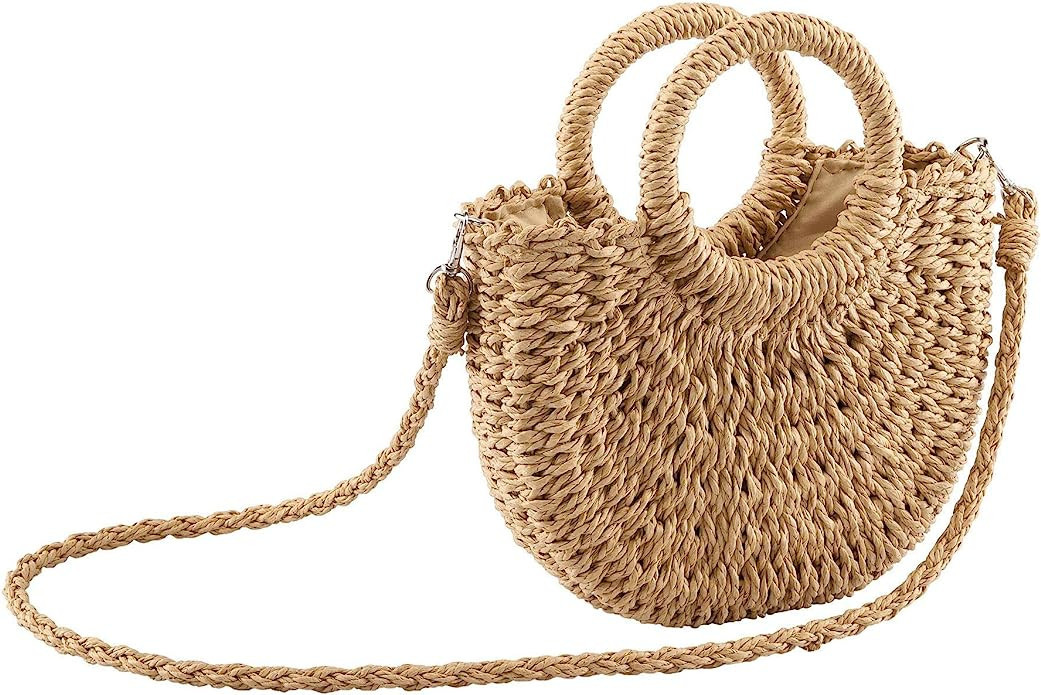 Ayliss Women Straw Handbag Mini Summer Beach Rattan Tote Bag Crossbody Shoulder Top Handle Handba... | Amazon (US)