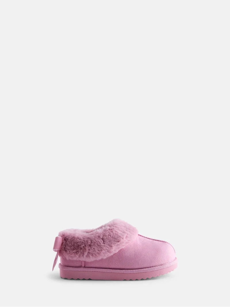Wonder Nation Baby, Toddler, Little and Big Girls Faux Fur Trim Slippers | Walmart (US)