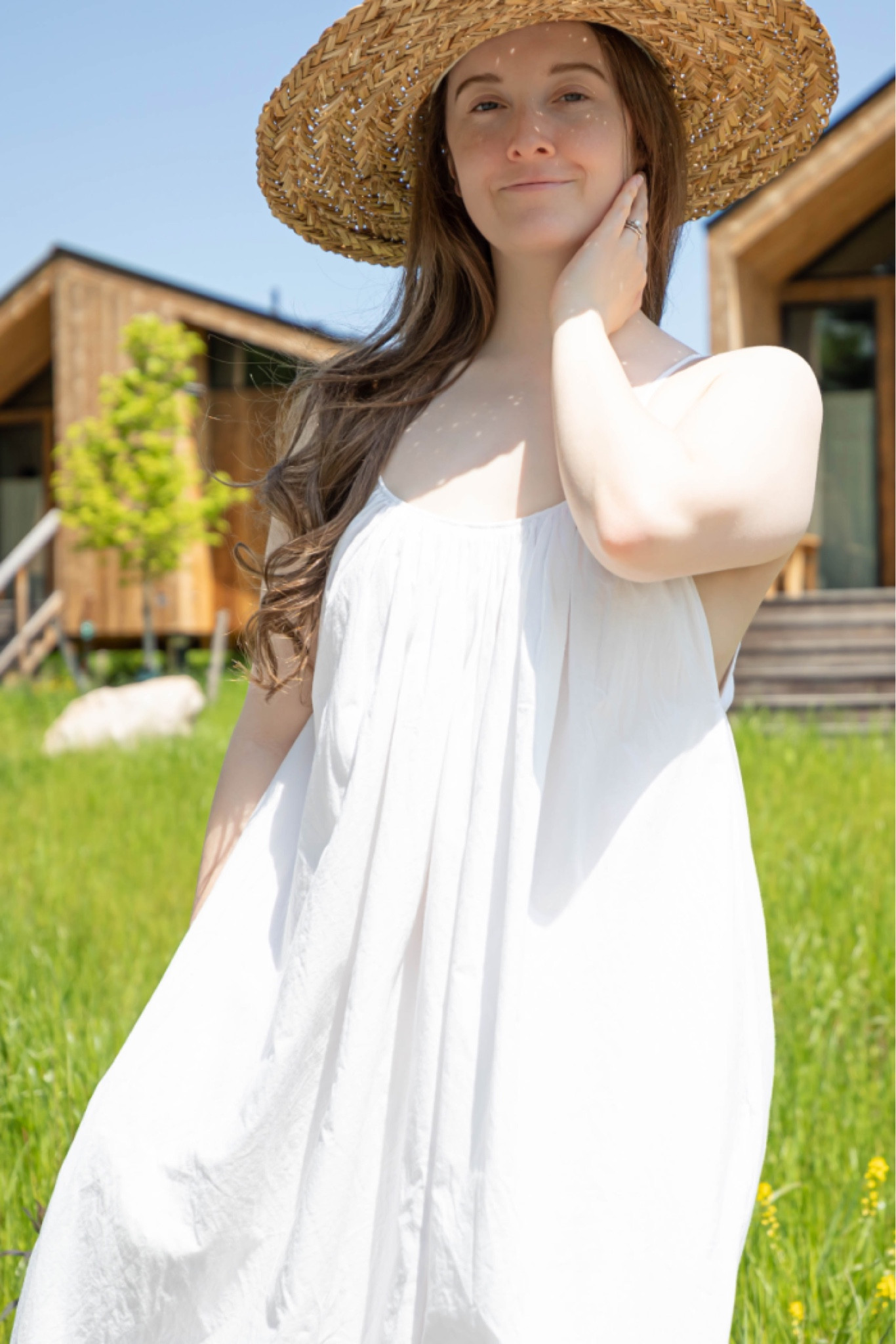 Relaxing at Wildflower Farms by Auberge Resorts in Hudson Valley, NY in my current favorite white cotton maxi dress with adjustable neckline. 
#womanowned #cottonmaxi #strawhat 


#LTKtravel #LTKunder100 #LTKGiftGuide