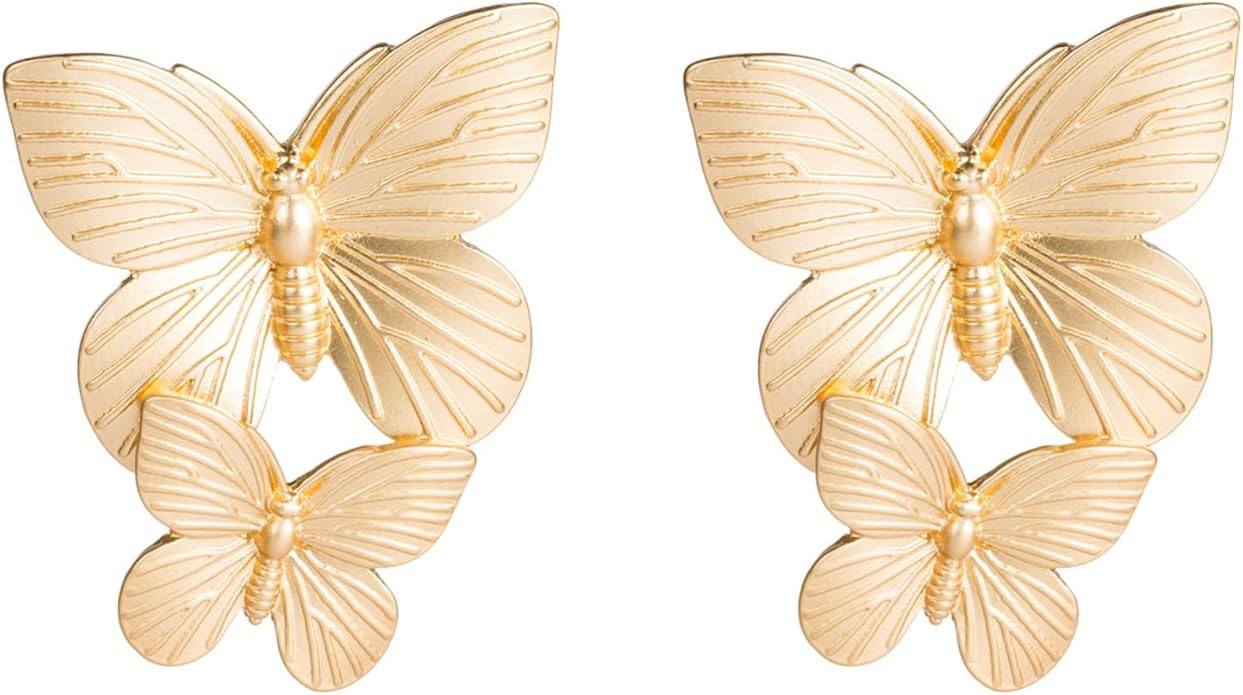 Boho Vivid Butterfly Dangle Earrings for Women,Dainty Long Gold Butterfly Dangle Drop Earrings We... | Amazon (US)