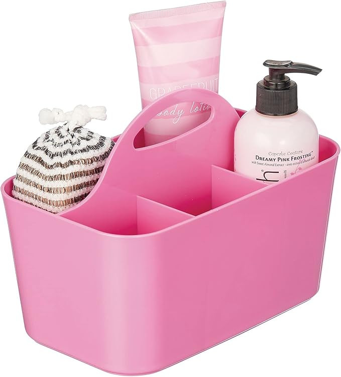 mDesign Small Plastic Shower/Bath Storage Organizer Caddy Tote with Handle for Dorm, Shelf, Cabin... | Amazon (US)