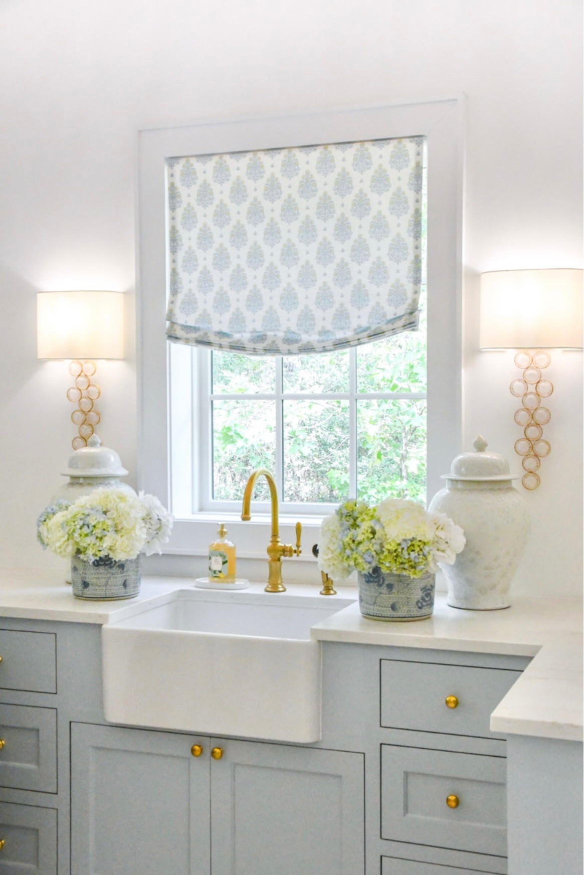 Utility room, laundry room
Wall sconces, gold faucet, sprayer
Blue and white home decor 

#LTKHome