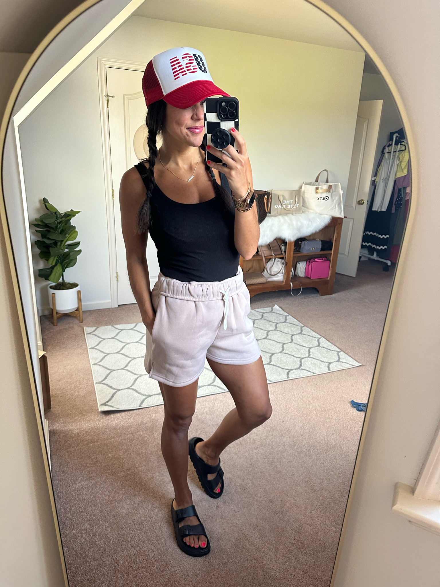 Today’s fit
Size xsmall in tank
Sizes up to a medium in Walmart fleece shorts 
Amazon sandals tts

#LTKFindsUnder100 #LTKSeasonal #LTKSaleAlert