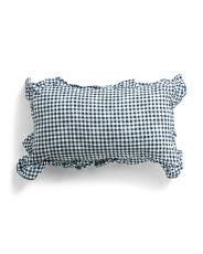 9x16 Mini Painted Gingham Ruffle Embroidered Edge Lumbar Pillow | TJ Maxx