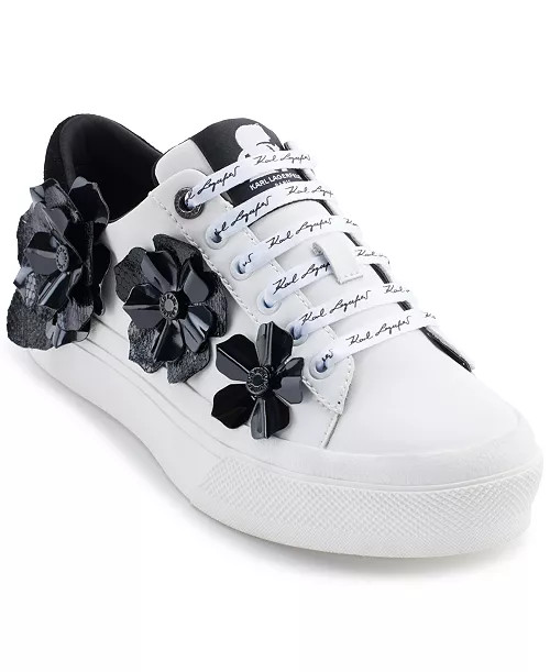 KARL LAGERFELD PARIS Women's Georgia Lace-Up Embellished Sneakers - Macy's | Macy's