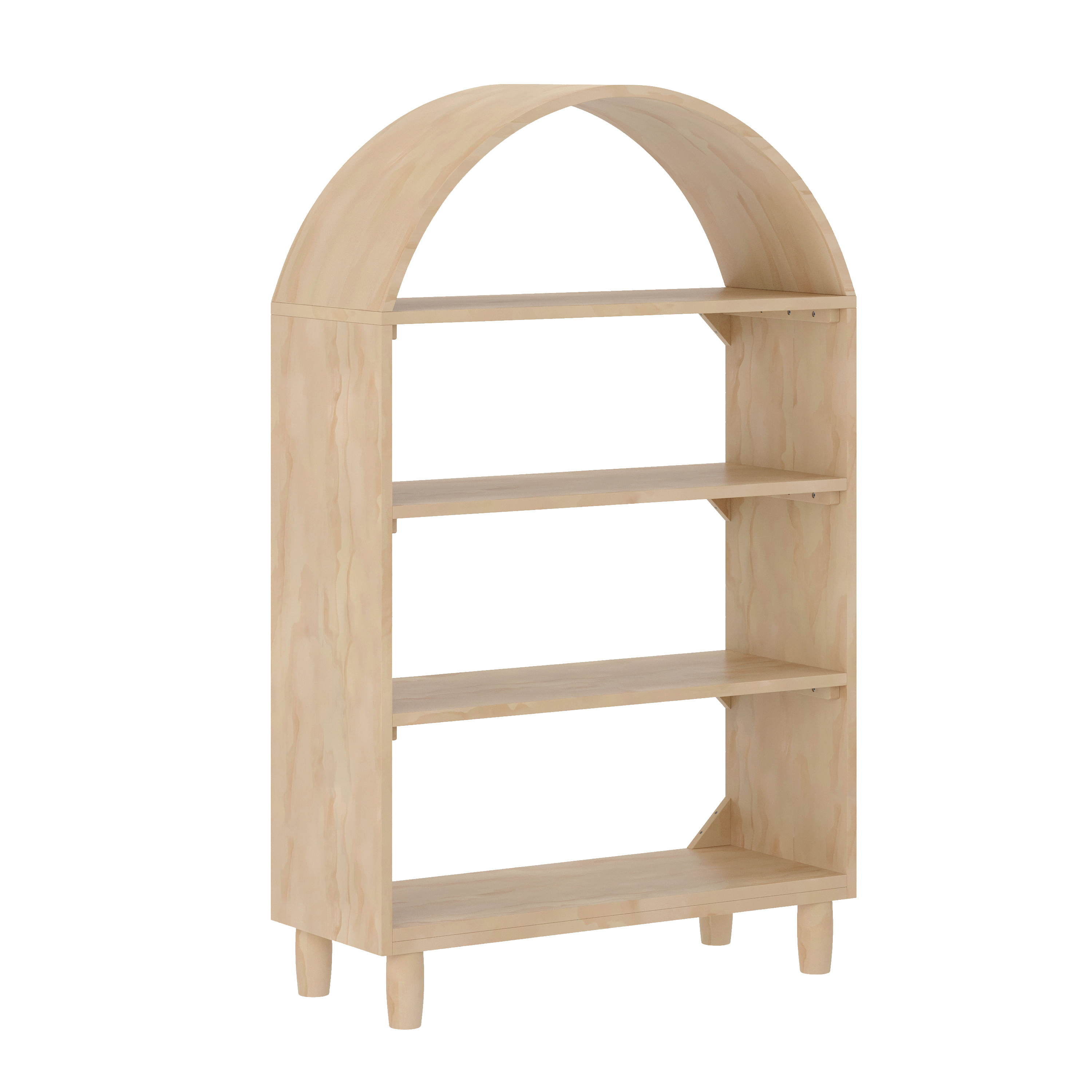 Buzz & Bloom Kids Open-Style Wood Bookshelf with 4 Shelves and Covered Rounded Top, Natural - Wal... | Walmart (US)