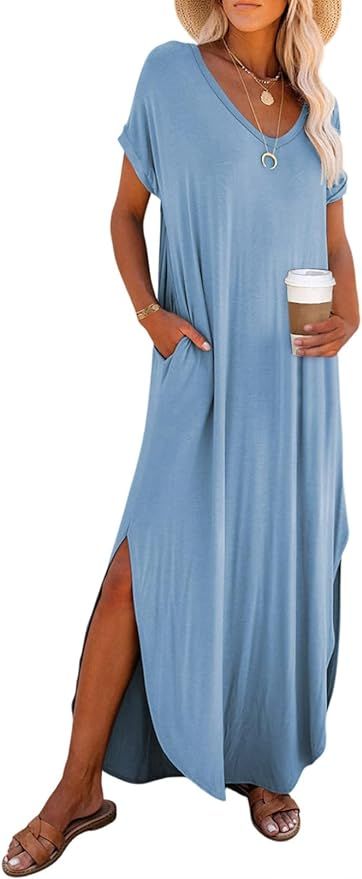 Dokotoo Womens Summer Dress Long Dress Casual Loose Maxi Dresses Beach Outfit 2024 Resort Hawaiia... | Amazon (US)