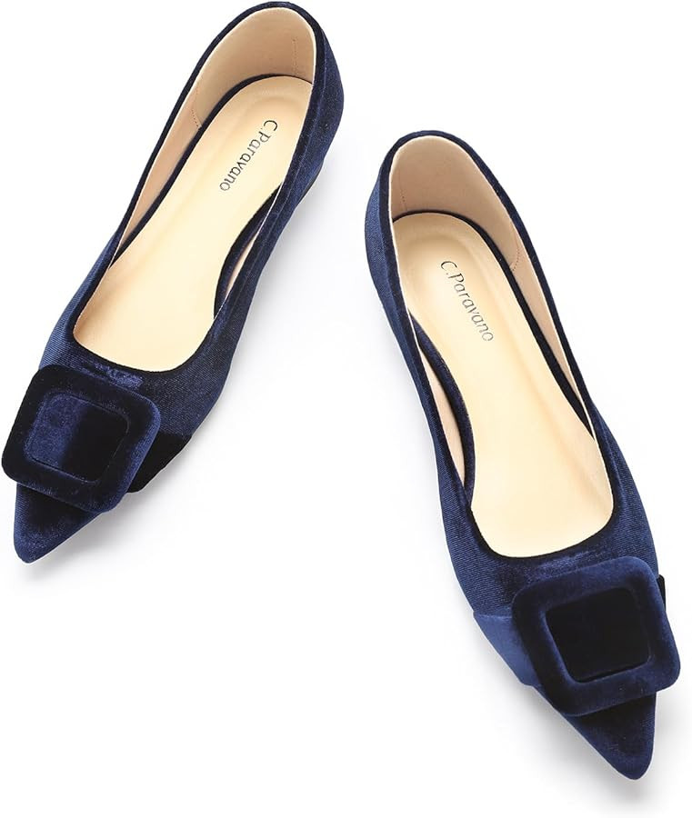 C.Paravano Velvet Flats | Women's Pointed Toe Shoes | Dressy Flats for Women | Designer Shoes | Amazon (US)