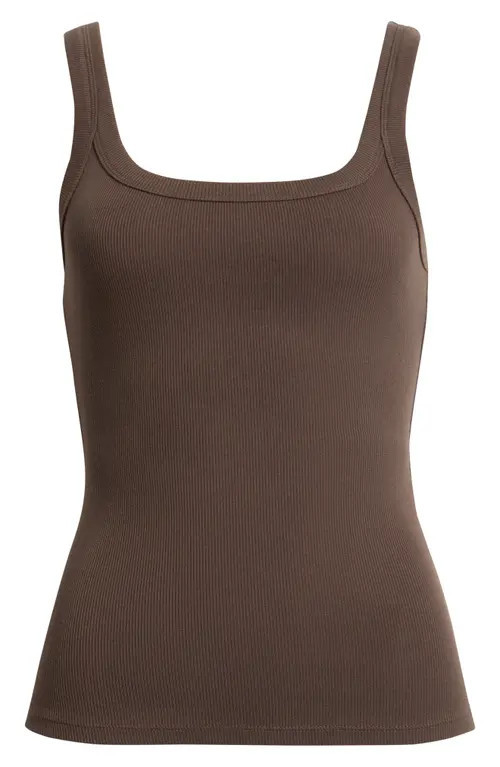 Open Edit Rib Camisole in Brown Seal at Nordstrom, Size Medium | Nordstrom